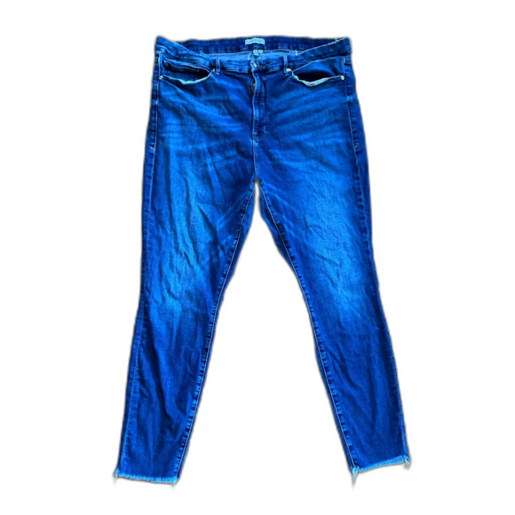 GOOD AMERICAN Blue Denim Good Legs Distressed Hem Jeans Pants Women's Size 29 - Picture 2 of 11